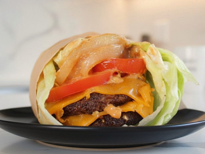 Double Stack Protein Burger Wraps