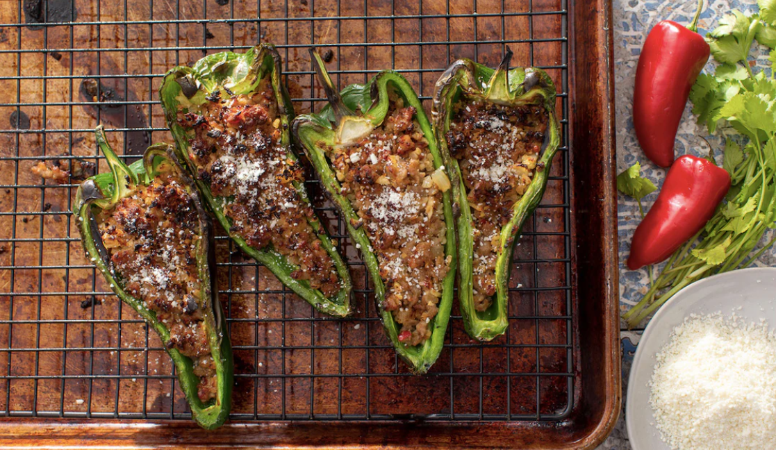 Keto-Friendly Italian Sausage Stuffed Poblano Peppers with Cauliflower Rice