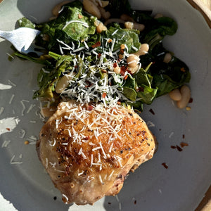 Beans & Greens with Seared Bone-In Chicken Thighs