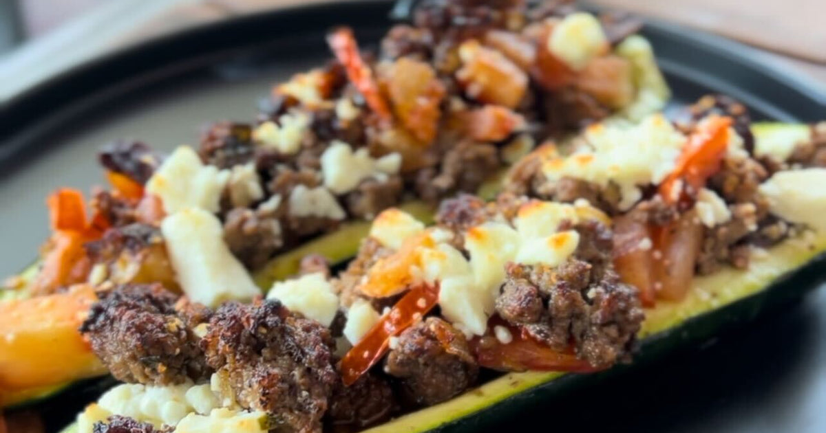 Ground Beef and Feta-Topped Zucchini Boats – Grass Roots