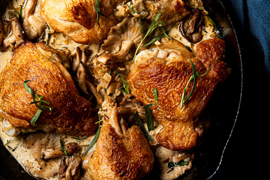 Chicken Thighs in Creamy Dijon Mushroom Sauce