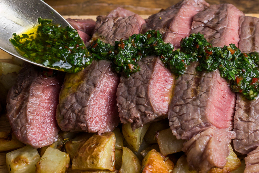 Coulotte Steak with Chimichurri and Pickled Onion