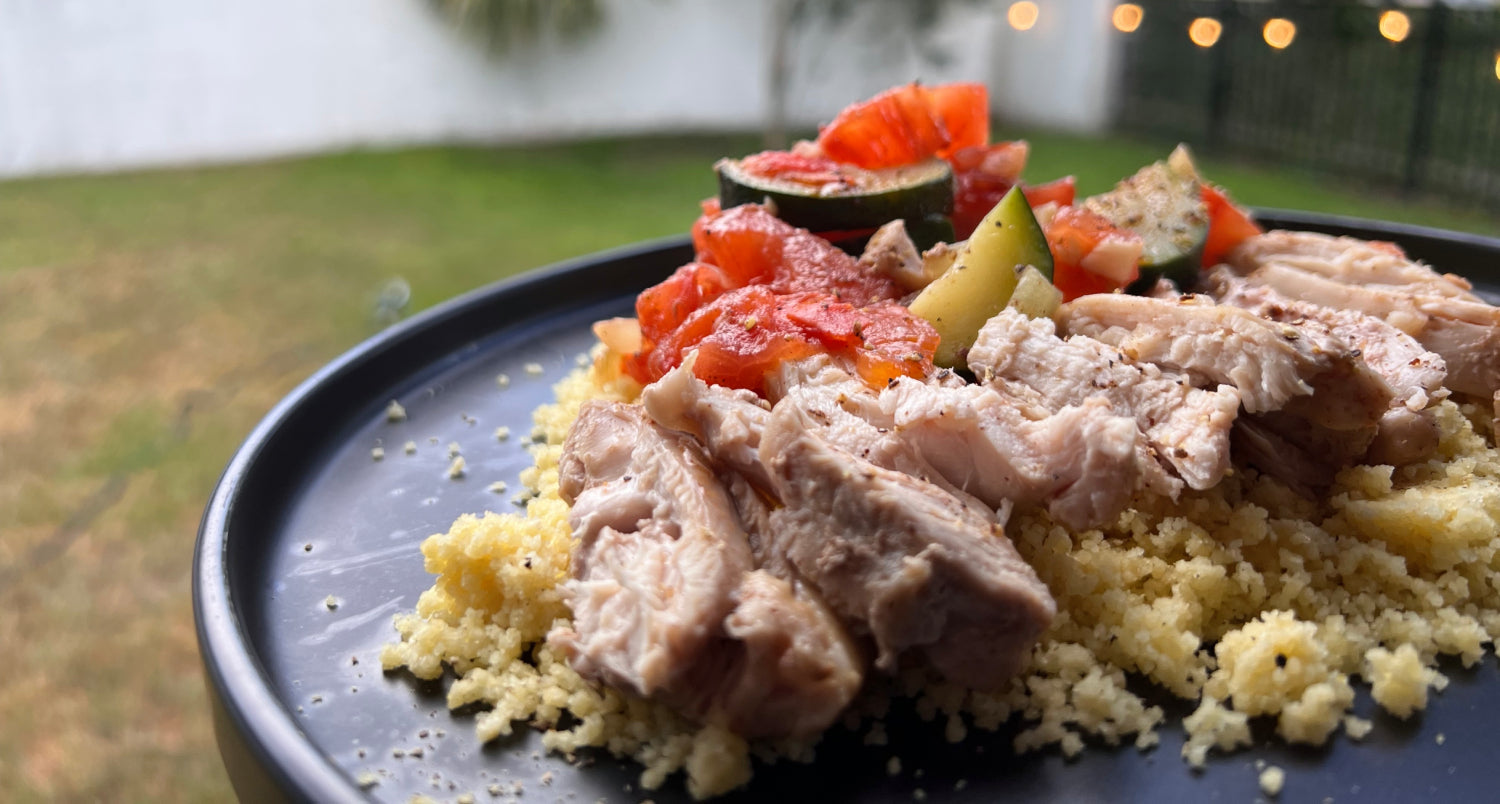 Moroccan Chicken with Spiced Couscous and Zucchini