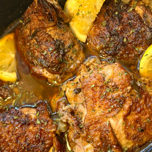 Slow Cooker Lemon Pepper and Herb Chicken Thighs