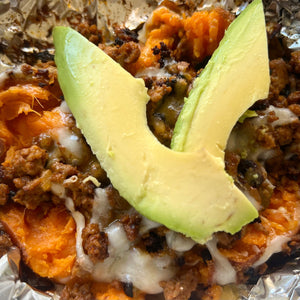 Air-Fried Loaded Sweet Potato (Paleo Friendly)