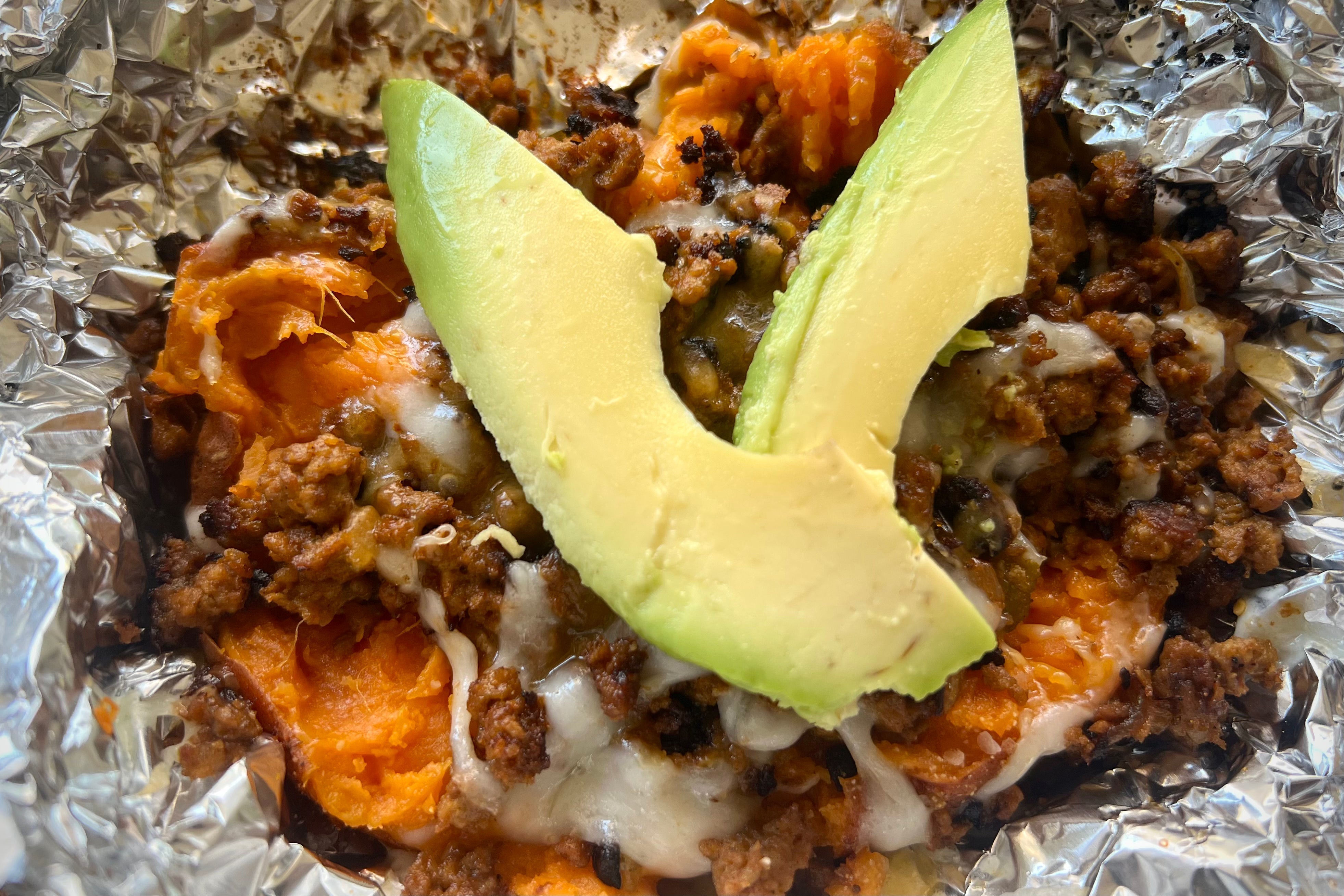 Air-Fried Loaded Sweet Potato (Paleo Friendly)