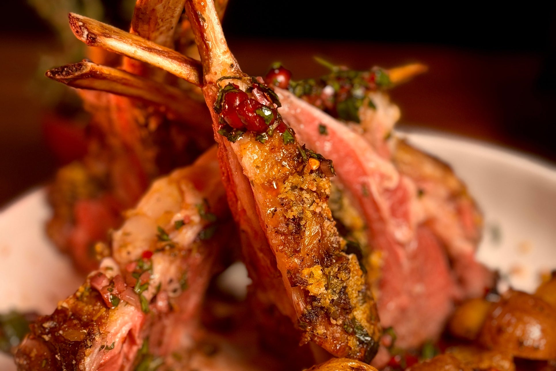 Herbed Lamb with Crimson Chimichurri