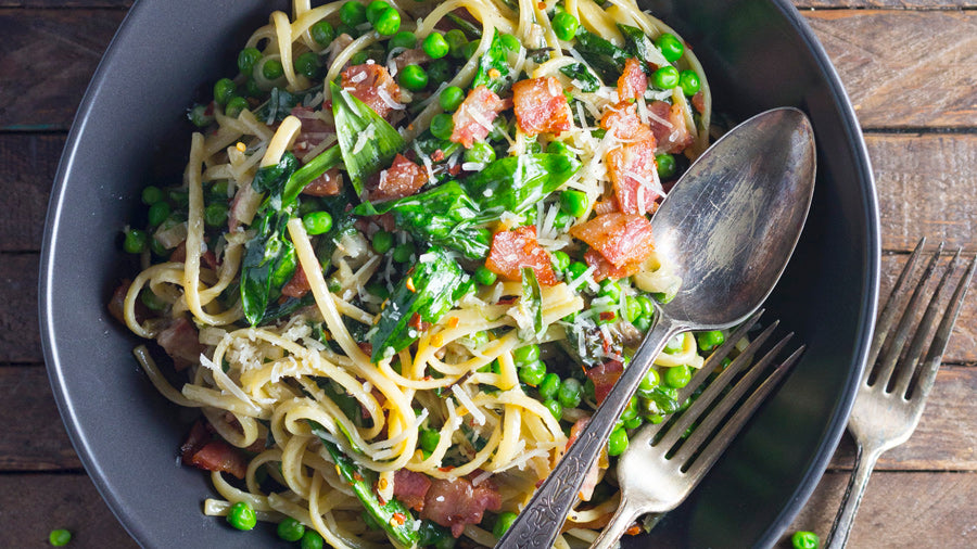 Pea & Herb Pasta Salad with Jowl Bacon