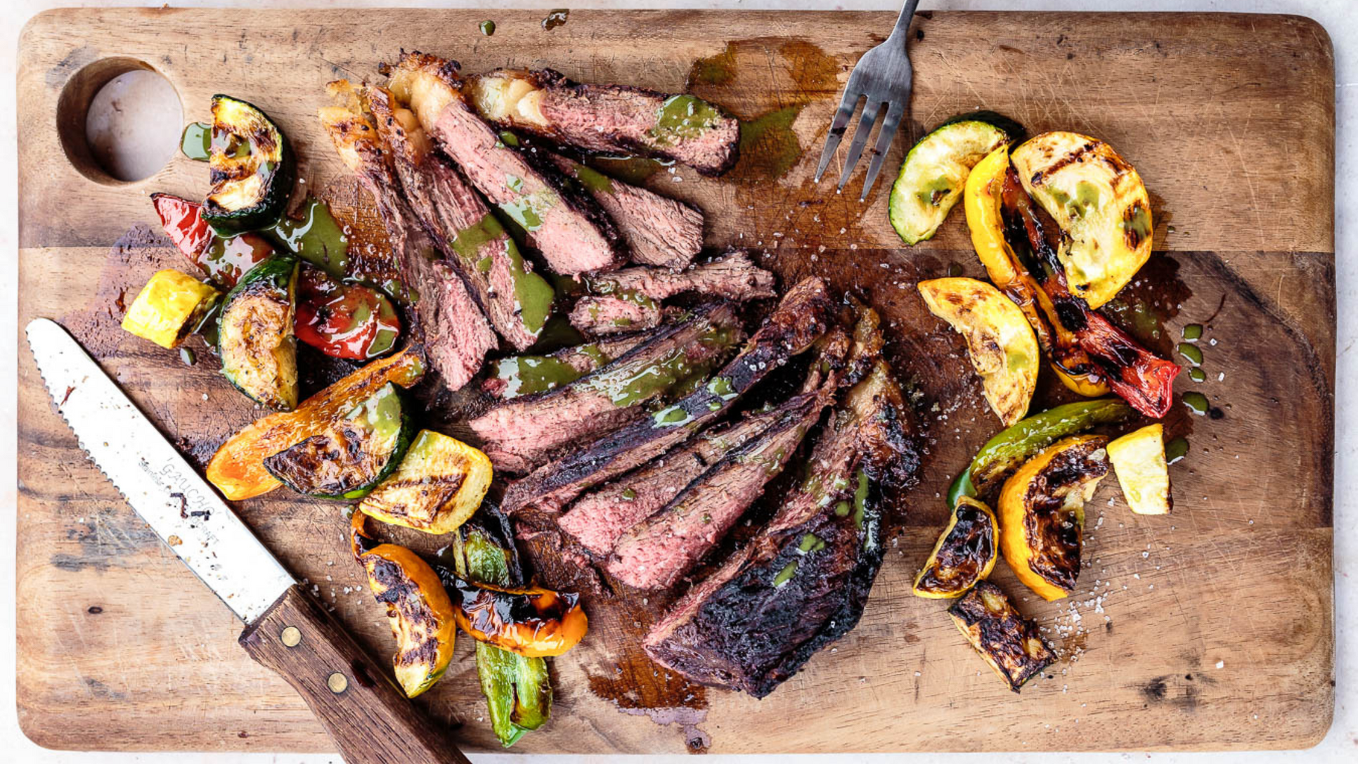 Grilled Picanha Steak with Chimichurri and Veggies