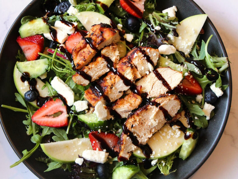 Spring Berry Chicken Salad with Creamy Air-Fried Chicken