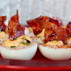 Firecracker Candied Deviled Eggs