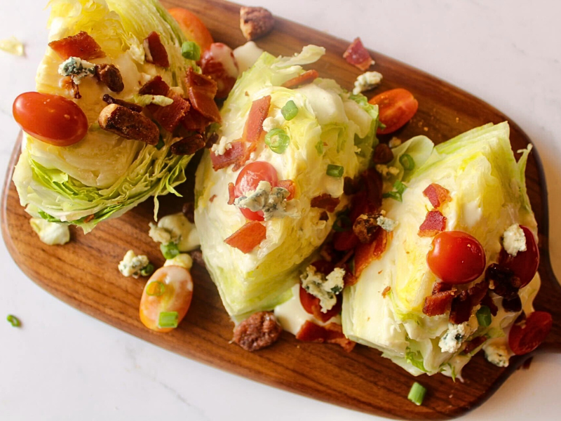 Classic Wedge Salad with Crispy Oven-Baked Bacon & Blue Cheese