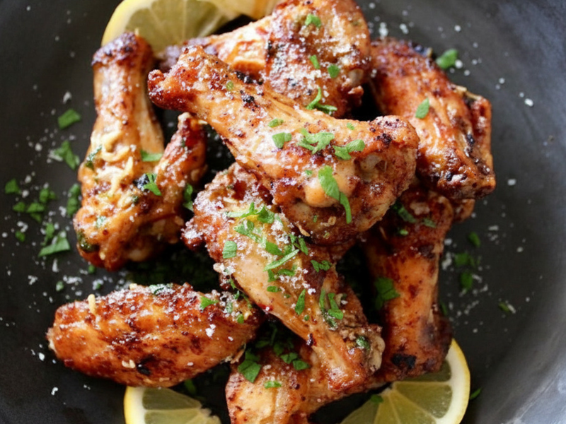 Crispy Air Fryer Garlic Parmesan Lemon Wings