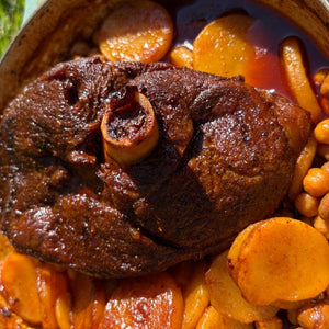 Spiced Lamb with Harissa Lemon Potatoes and Chickpeas
