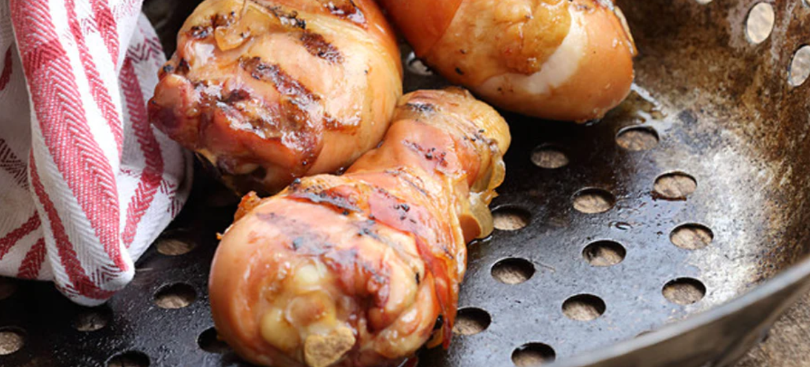 Grilled Drumsticks Wrapped in Bacon | Great for a Quick Weeknight Meal