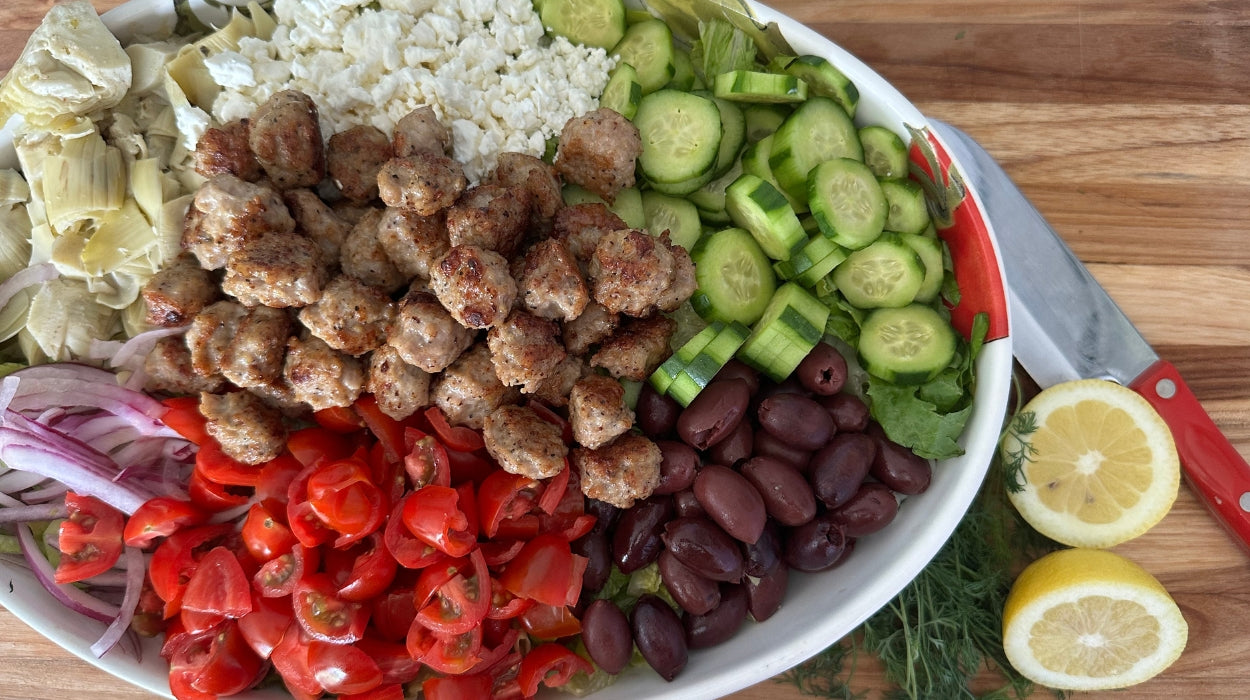 Greek Chicken Burger Bowls