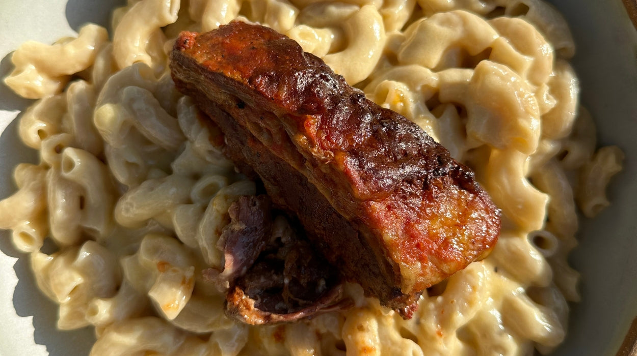 Birria Short Ribs over Mac and Cheese