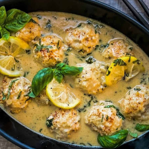 Gluten Free Meatballs in Garlic Lemon Sauce