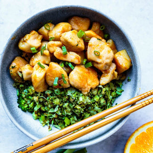 Orange Chicken with Broccoli Rice