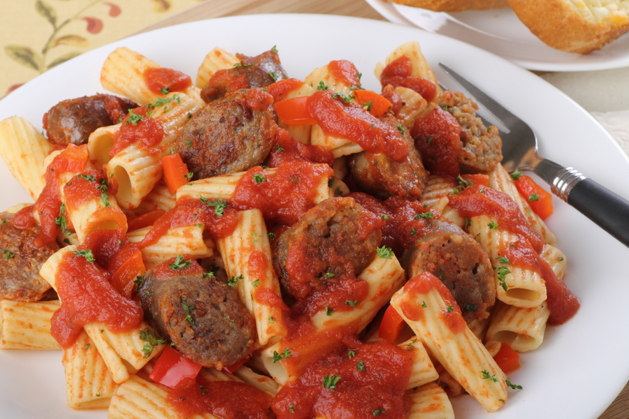 Rigatoni with Grilled Polish Sausage and Charred Tomato – Grass Roots ...