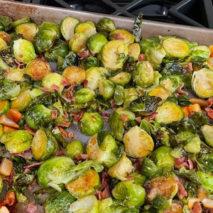 Roasted Pear, Brussel Sprouts, and Bacon