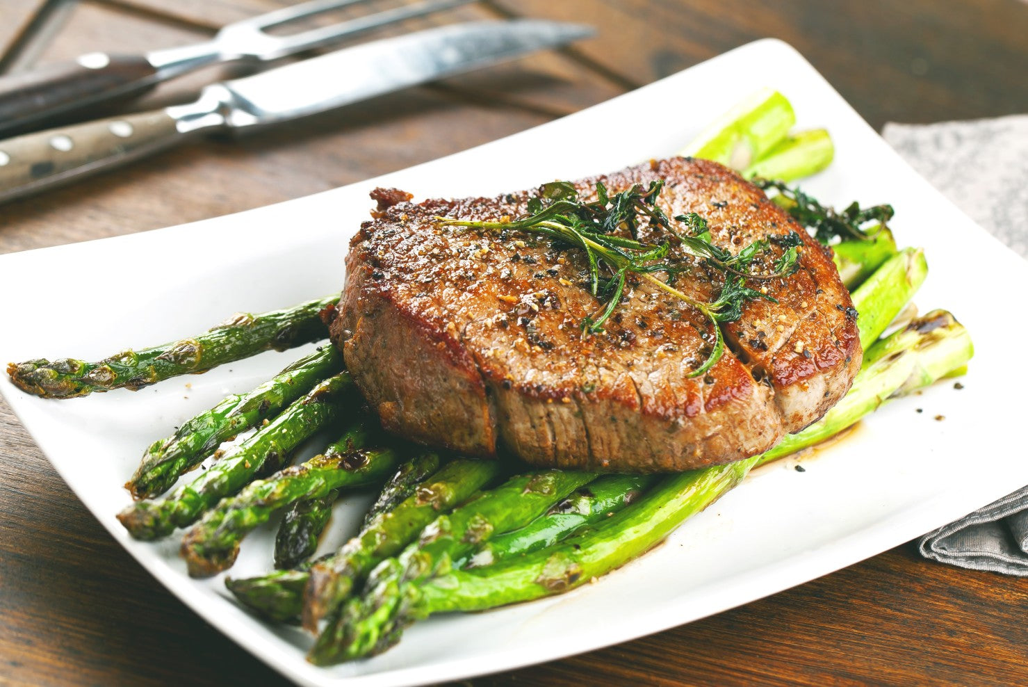 Filet with Cured Asparagus and Lemon Brown Butter