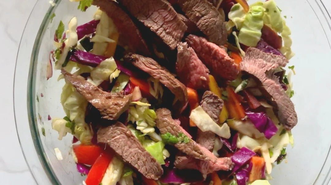 Rainbow Steak Cabbage Salad