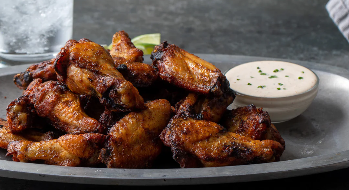 Tasso Rubbed Wings with White BBQ Sauce