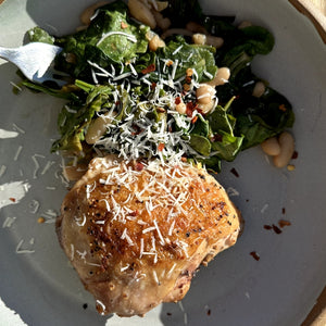 Beans & Greens with Seared Bone-In Chicken Thighs